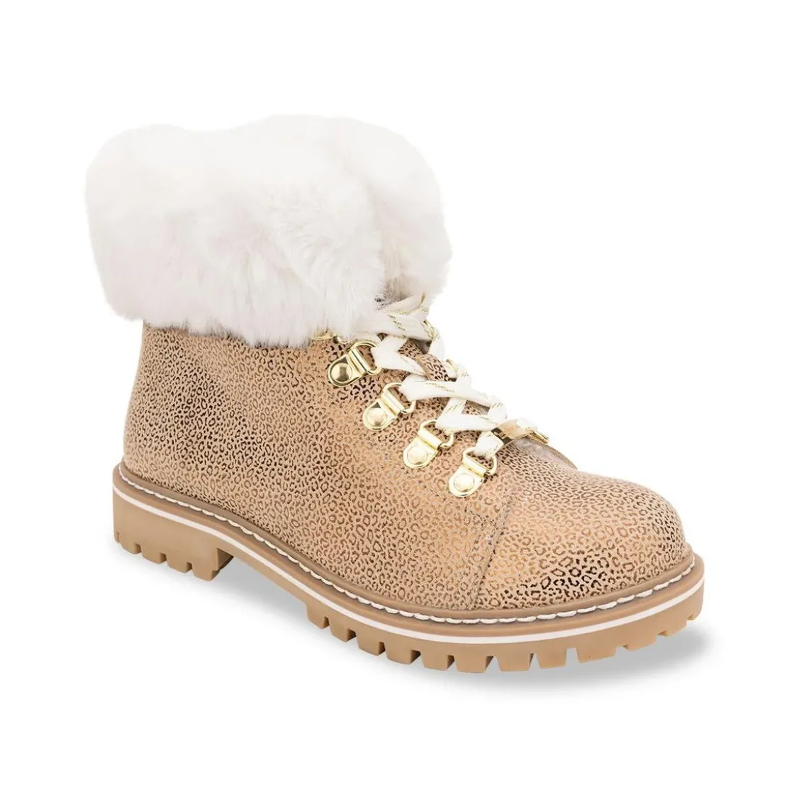 Les Tropéziennes par M.BelarbiBottes de neige femme beige léopard LACEN en cuir
