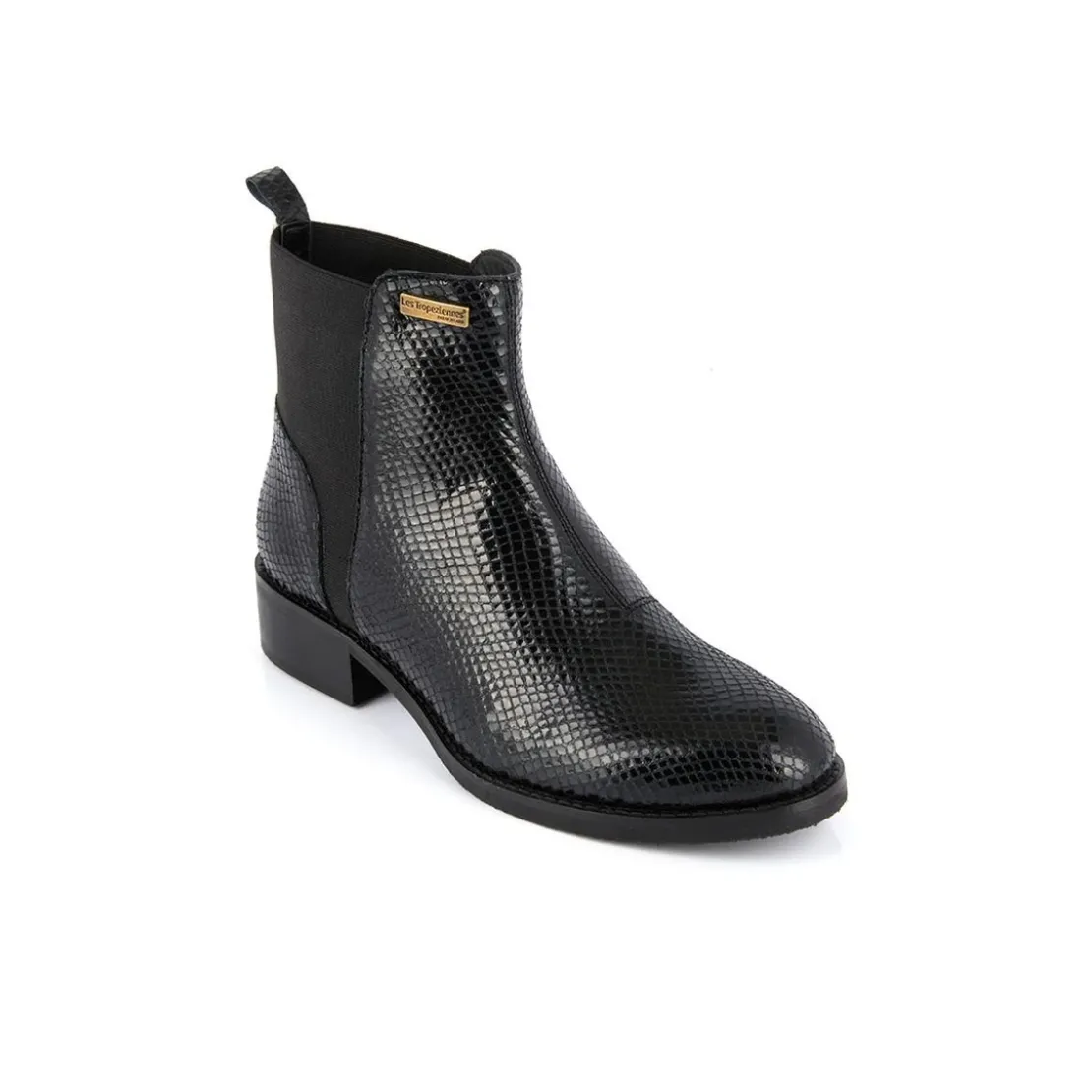 Les Tropéziennes par M.BelarbiBoots femme noir/serpent WINNY