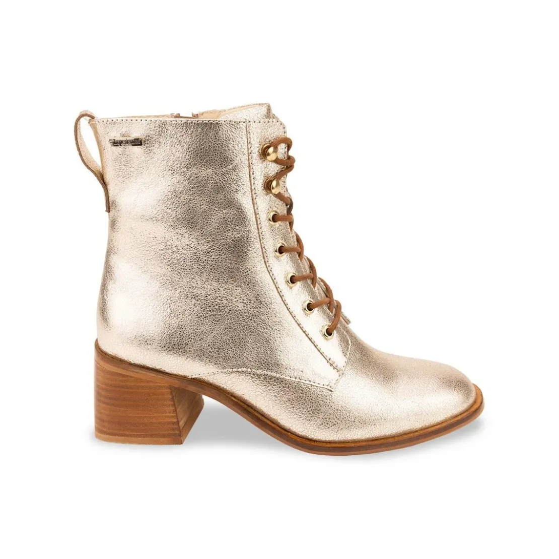Les Tropéziennes par M.BelarbiBoots femme or craquelé FIFI en cuir