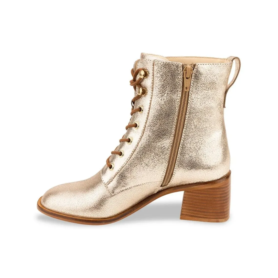Les Tropéziennes par M.BelarbiBoots femme or craquelé FIFI en cuir