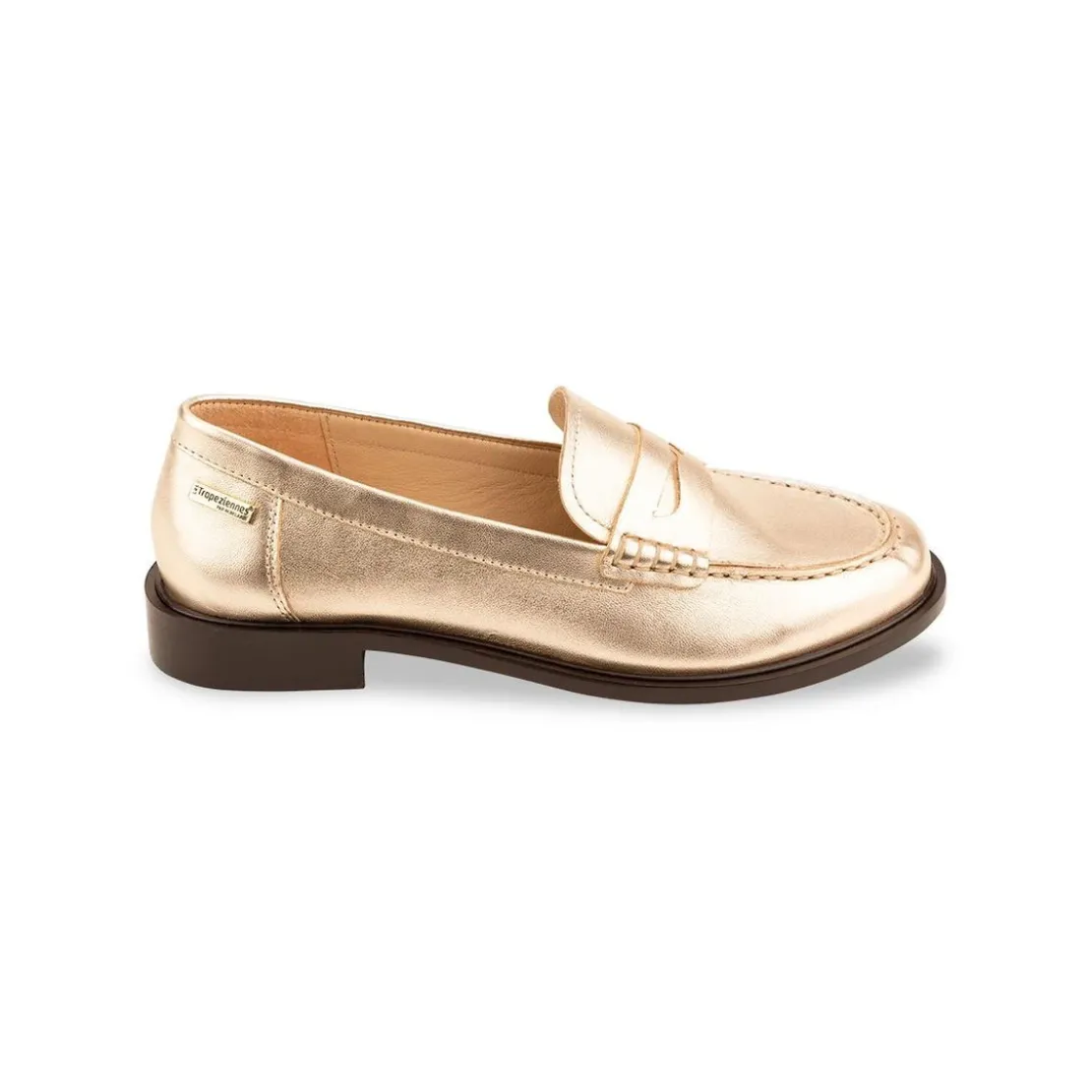 Les Tropéziennes par M.BelarbiMocassin femme or LUCIE en cuir