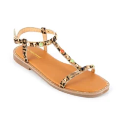 Les Tropéziennes par M.BelarbiSandale Enfant Clelia Leopard - Les Tropéziennes marron en cuir