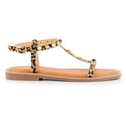Les Tropéziennes par M.BelarbiSandale Enfant Clelia Leopard - Les Tropéziennes marron en cuir
