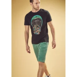 Le Temps des CerisesBermuda chino Jogg Swoop vert d'eau en coton