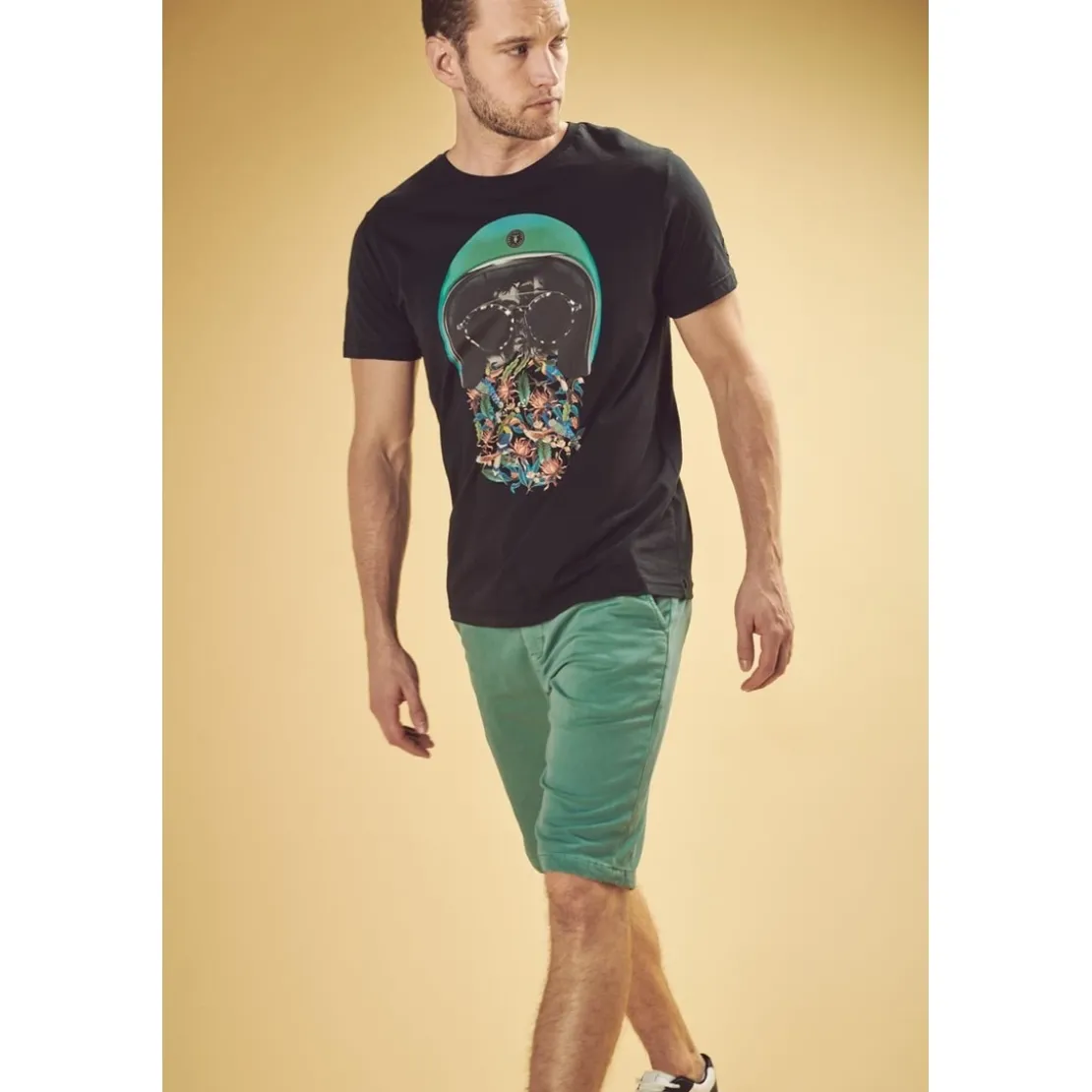 Le Temps des CerisesBermuda chino Jogg Swoop vert d'eau en coton