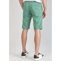 Le Temps des CerisesBermuda chino Jogg Swoop vert d'eau en coton