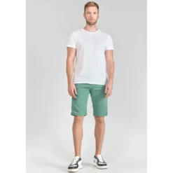 Le Temps des CerisesBermuda chino Jogg Swoop vert d'eau en coton