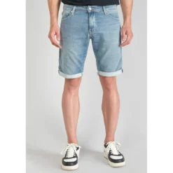 Le Temps des CerisesBermuda Jogg Lo bleu délavé en coton à la toile très stretch