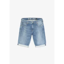 Le Temps des CerisesBermuda Jogg Lo bleu délavé en coton à la toile très stretch
