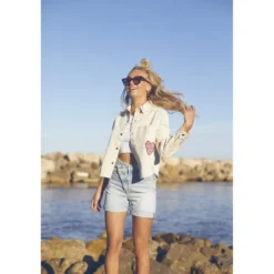 Le Temps des CerisesBermuda short en jeans fille CASA bleu
