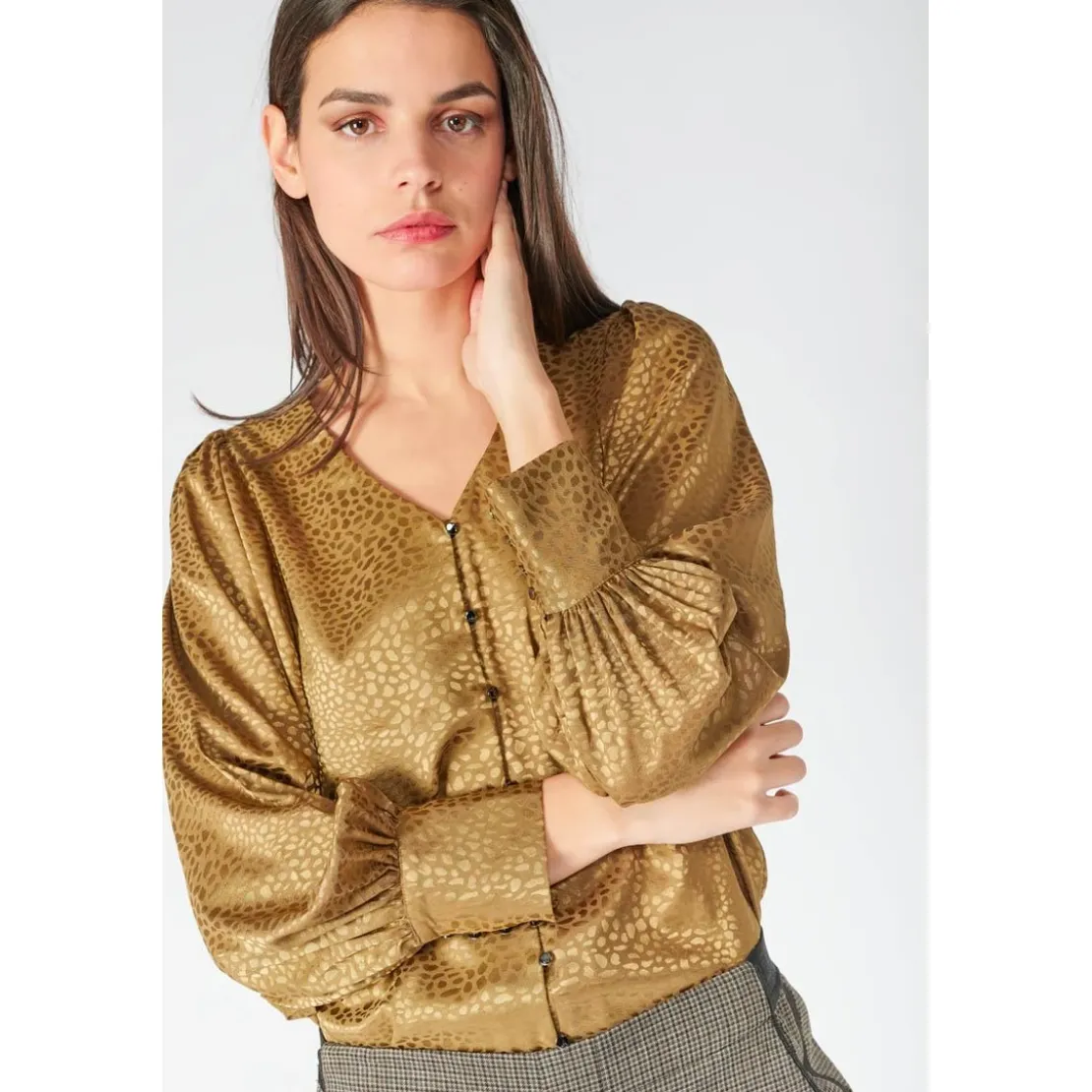 Le Temps des CerisesChemise CAPRIA marron en viscose