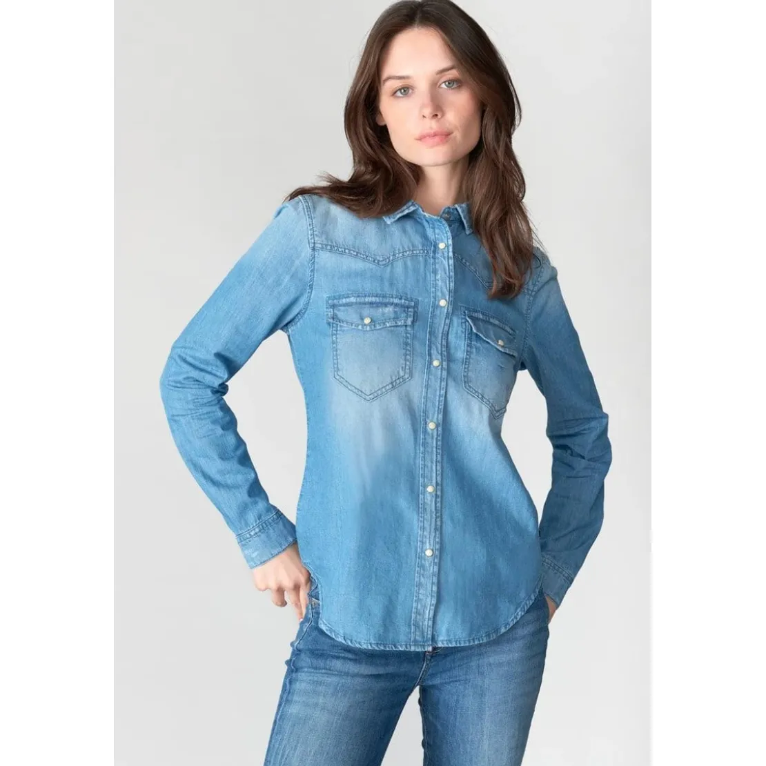Le Temps des CerisesChemise en jeans JUANITA bleu Zoé