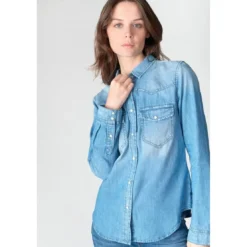 Le Temps des CerisesChemise en jeans JUANITA bleu Zoé