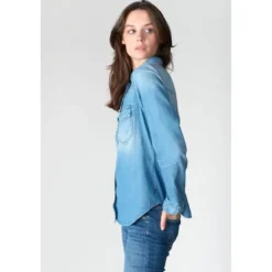 Le Temps des CerisesChemise en jeans JUANITA bleu Zoé