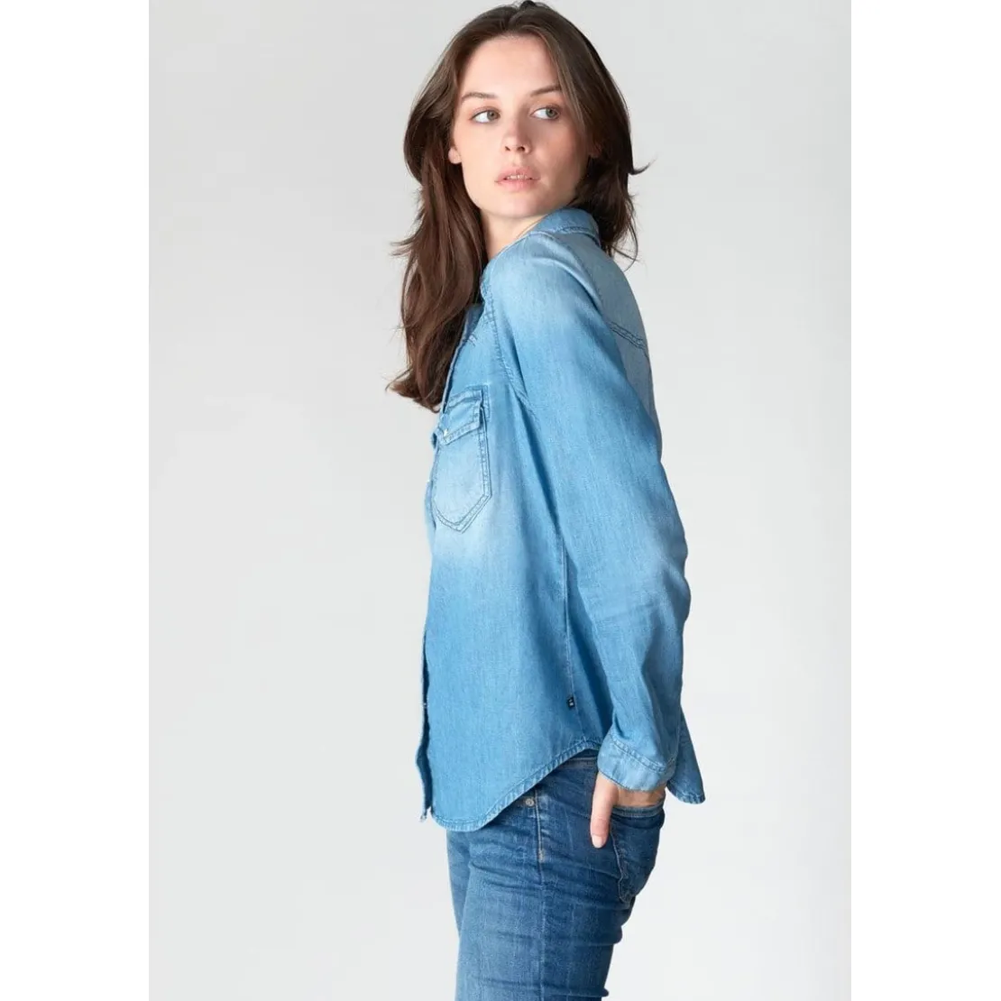 Le Temps des CerisesChemise en jeans JUANITA bleu Zoé