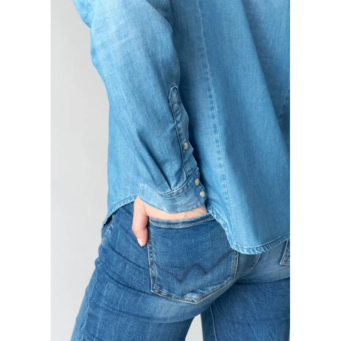 Le Temps des CerisesChemise en jeans JUANITA bleu Zoé