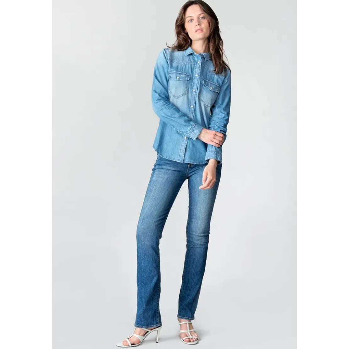 Le Temps des CerisesChemise en jeans JUANITA bleu Zoé