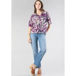 Le Temps des CerisesChemise GABRYE rose en viscose