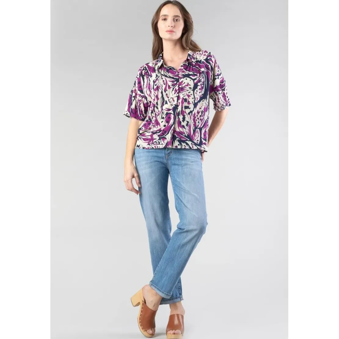 Le Temps des CerisesChemise GABRYE rose en viscose