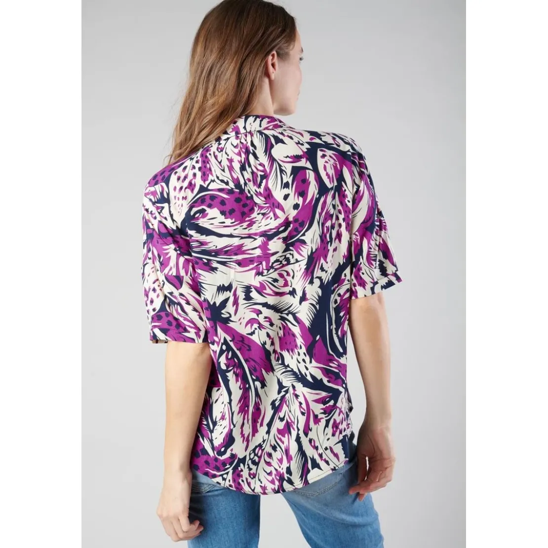 Le Temps des CerisesChemise GABRYE rose en viscose