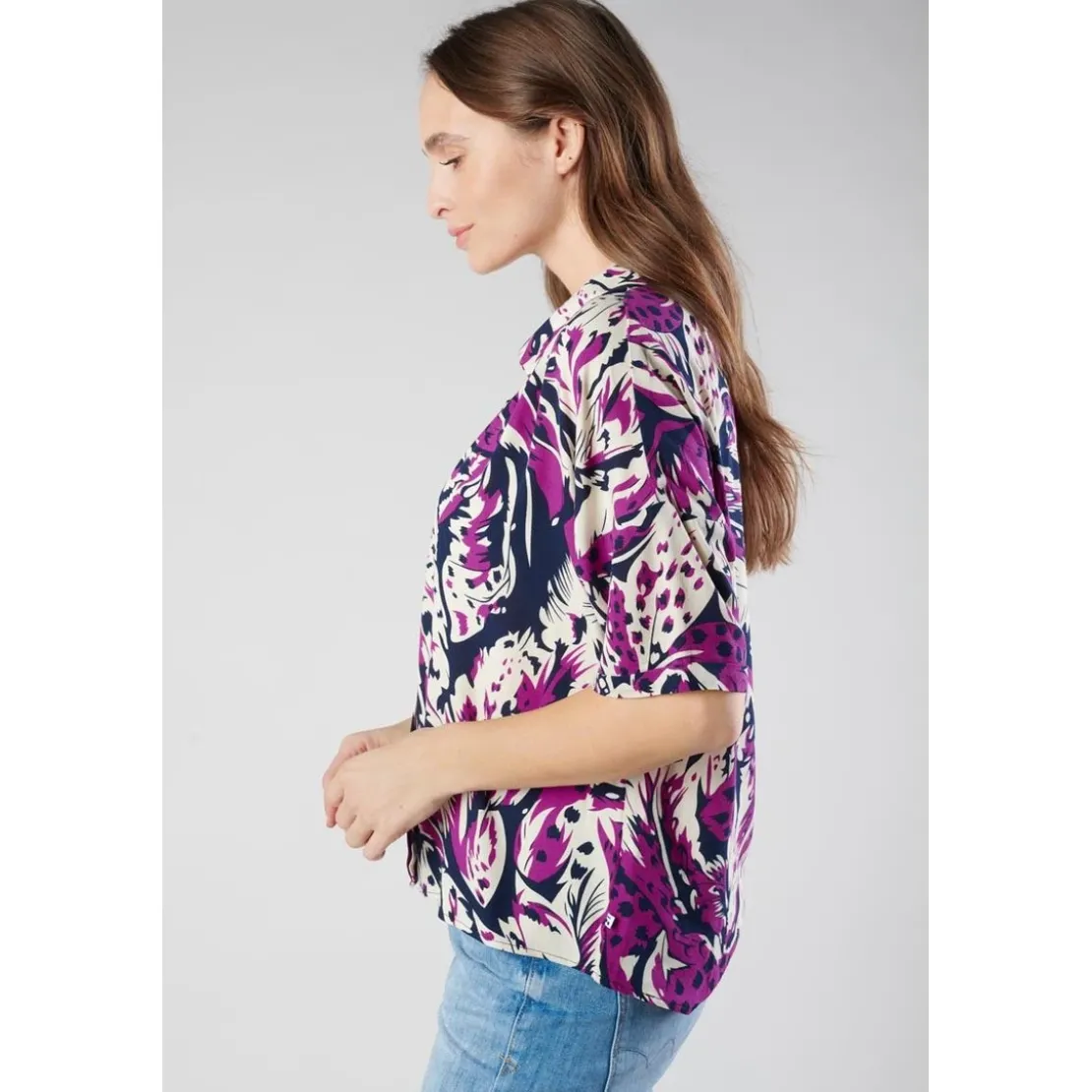 Le Temps des CerisesChemise GABRYE rose en viscose