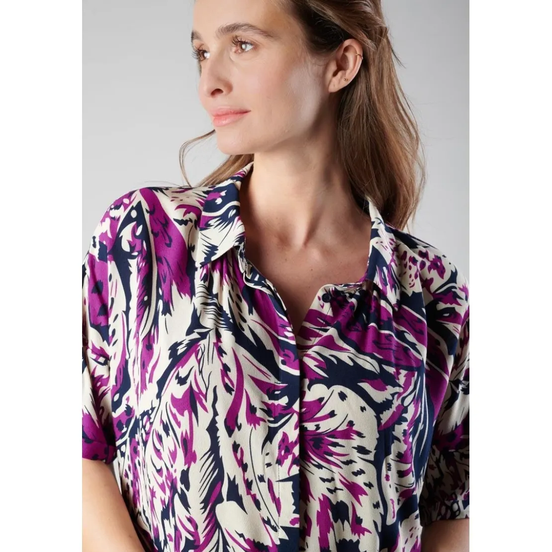 Le Temps des CerisesChemise GABRYE rose en viscose