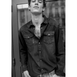 Le Temps des CerisesChemise Juanito en jeans noir délavé