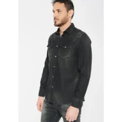 Le Temps des CerisesChemise Juanito en jeans noir délavé
