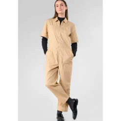 Le Temps des CerisesCombinaison droit WIDE beige Lucie en coton
