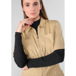 Le Temps des CerisesCombinaison droit WIDE beige Lucie en coton