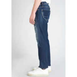 Le Temps des CerisesJeans ajusté stretch 700/11, longueur 34 bleu en coton Troy