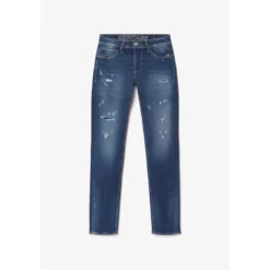 Le Temps des CerisesJeans ajusté stretch 700/11, longueur 34 bleu en coton Troy