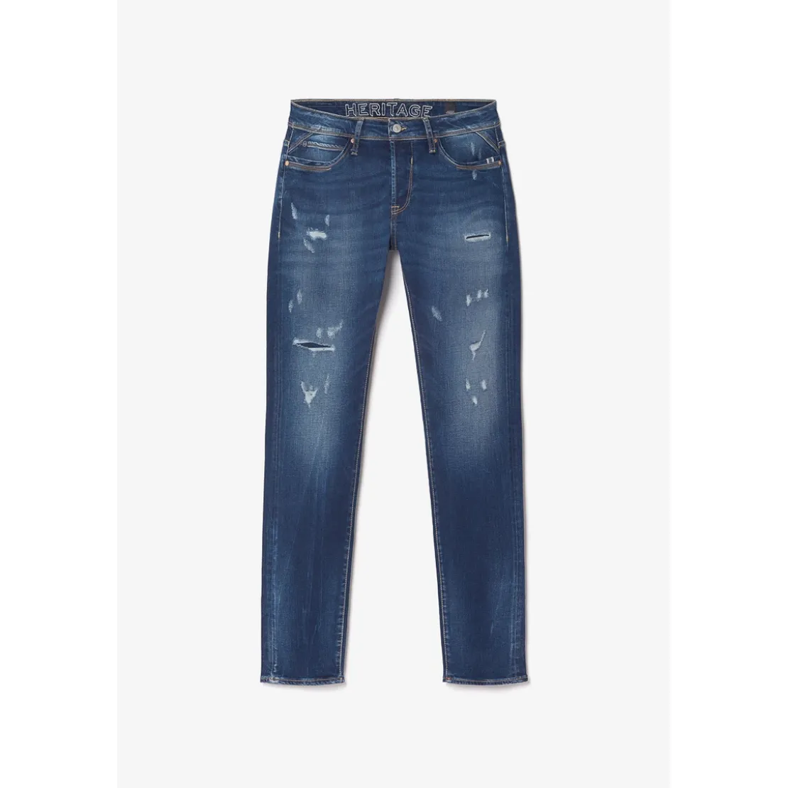 Le Temps des CerisesJeans ajusté stretch 700/11, longueur 34 bleu en coton Troy