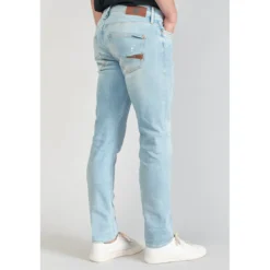 Le Temps des CerisesJeans ajusté stretch 700/11, longueur 34 bleu en coton Noe