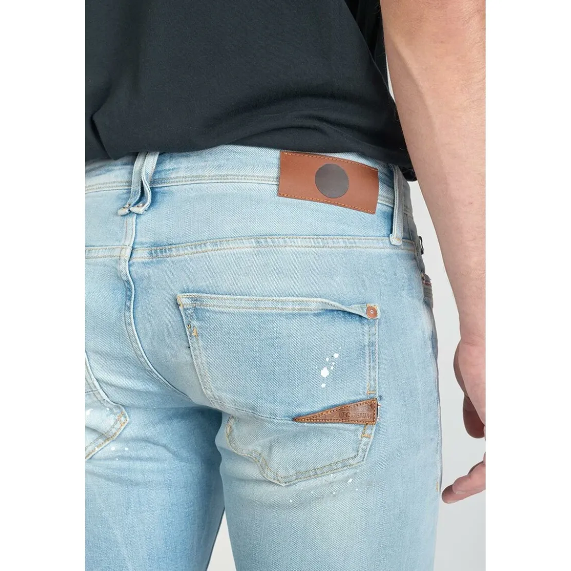 Le Temps des CerisesJeans ajusté stretch 700/11, longueur 34 bleu en coton Noe