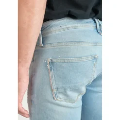 Le Temps des CerisesJeans ajusté stretch 700/11, longueur 34 bleu en coton Noe