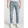 Le Temps des CerisesJeans ajusté stretch 700/11, longueur 34 bleu en coton Tony