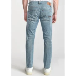 Le Temps des CerisesJeans ajusté stretch 700/11, longueur 34 bleu en coton Tony
