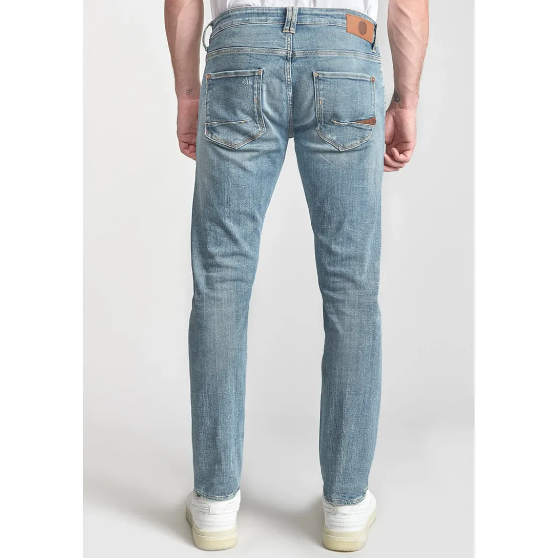 Le Temps des CerisesJeans ajusté stretch 700/11, longueur 34 bleu en coton Tony