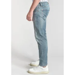 Le Temps des CerisesJeans ajusté stretch 700/11, longueur 34 bleu en coton Tony