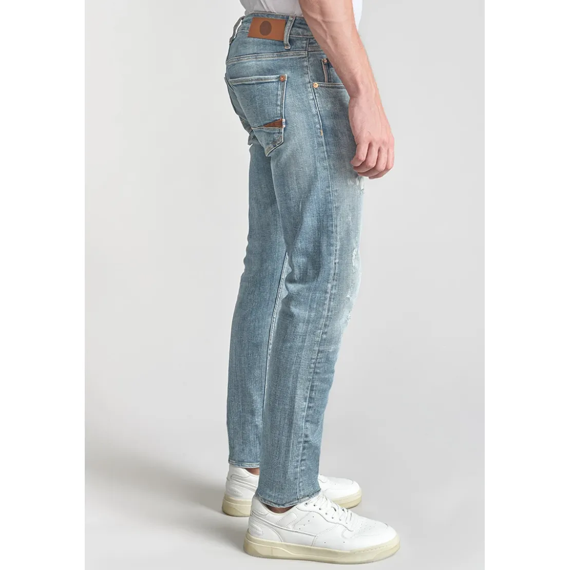 Le Temps des CerisesJeans ajusté stretch 700/11, longueur 34 bleu en coton Tony