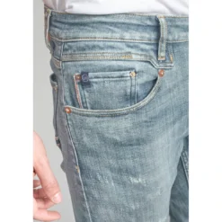 Le Temps des CerisesJeans ajusté stretch 700/11, longueur 34 bleu en coton Tony