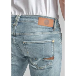 Le Temps des CerisesJeans ajusté stretch 700/11, longueur 34 bleu en coton Tony