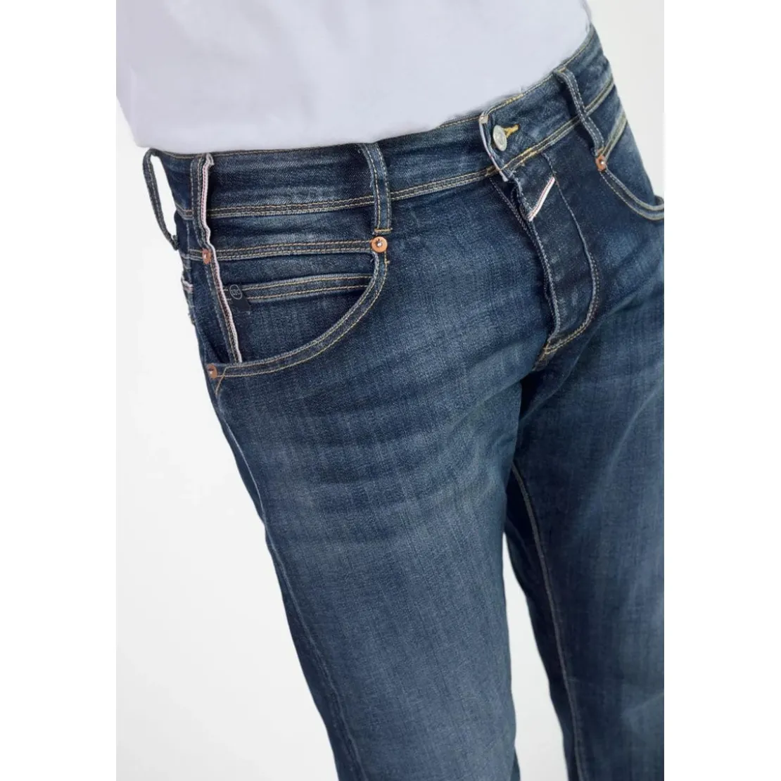 Le Temps des CerisesJeans ajusté stretch 700/11, longueur 34 bleu Sammy en coton
