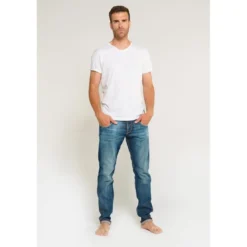 Le Temps des CerisesJeans ajusté stretch 700/11, longueur 34 bleu Sammy en coton
