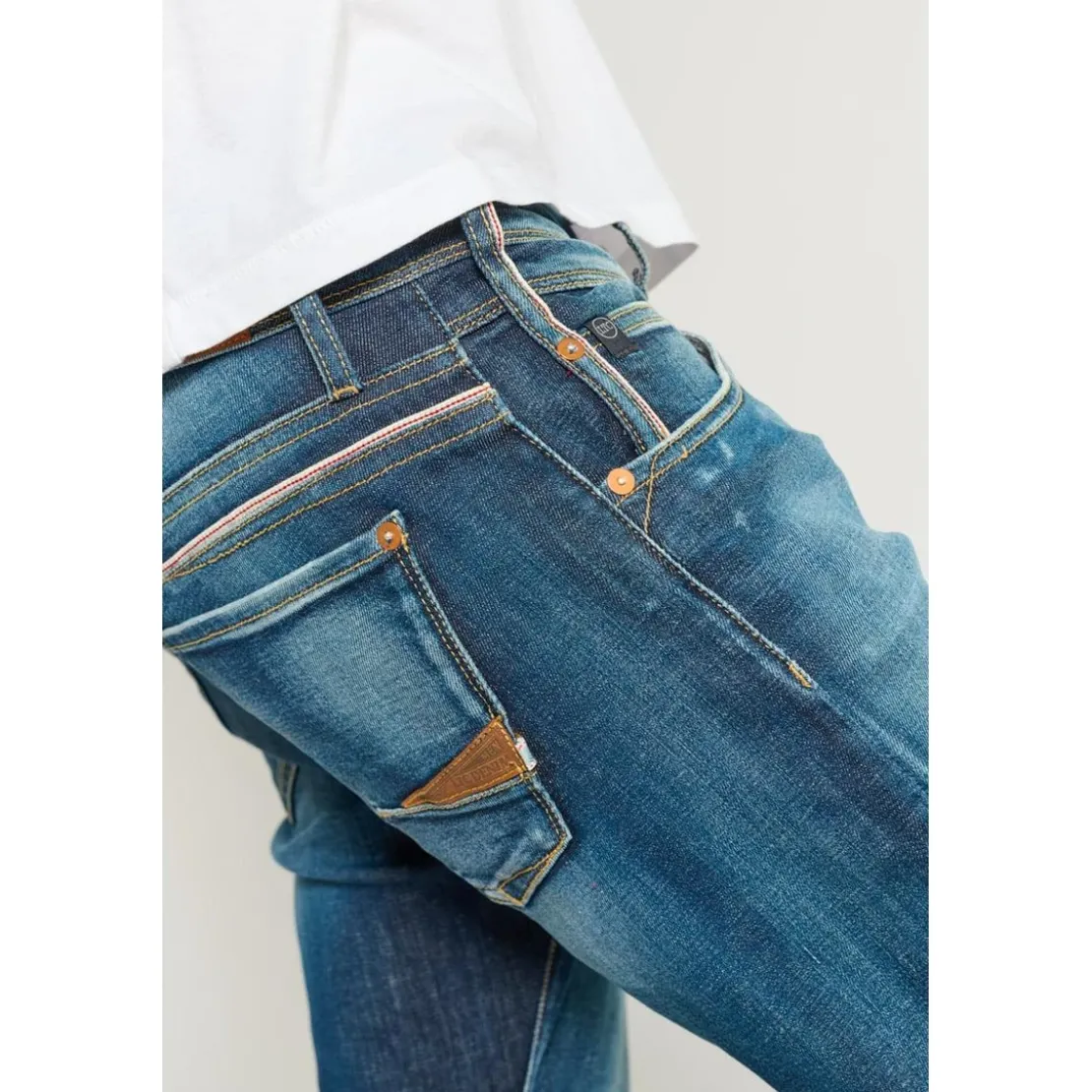 Le Temps des CerisesJeans ajusté stretch 700/11, longueur 34 bleu Sammy en coton