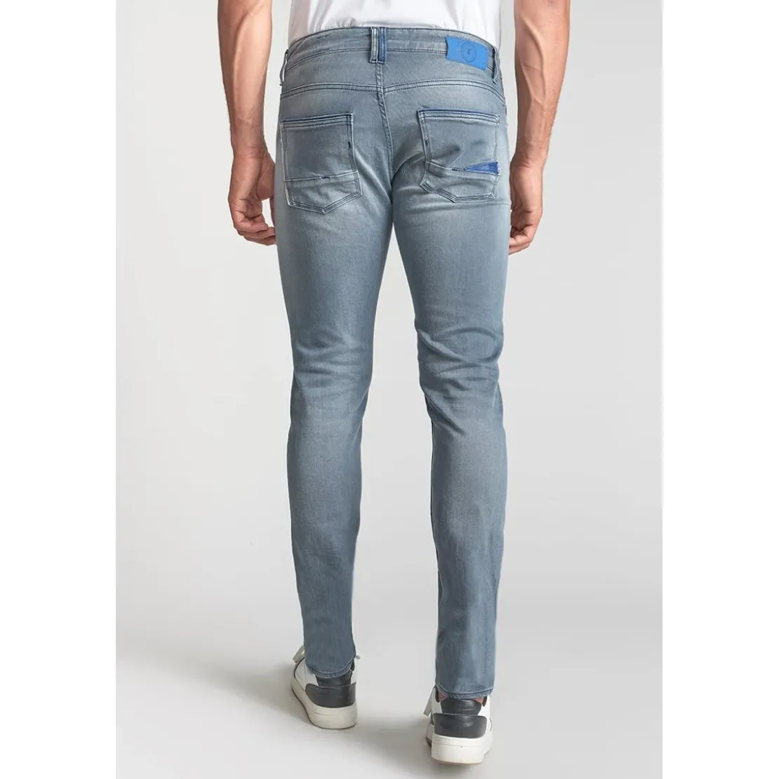 Le Temps des CerisesJeans ajusté stretch 700/11, longueur 34 bleu Zeke en coton