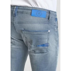 Le Temps des CerisesJeans ajusté stretch 700/11, longueur 34 bleu Zeke en coton