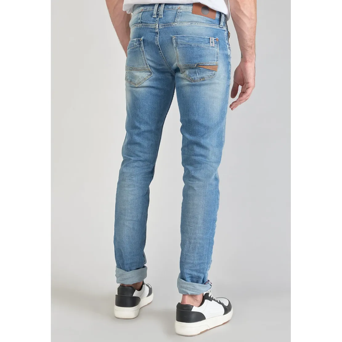 Le Temps des CerisesJeans ajusté stretch 700/11, longueur 34 bleu en coton Leo