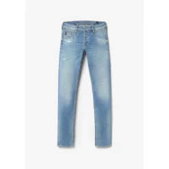 Le Temps des CerisesJeans ajusté stretch 700/11, longueur 34 bleu en coton Leo
